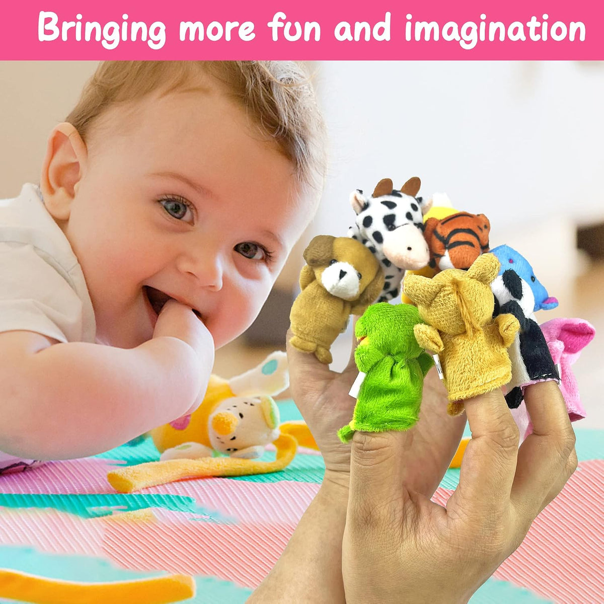 XIPEGPA set of 24 plush animal finger puppets for storytelling - view 5