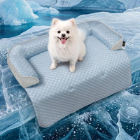 Calming Dog Bed for Couch with Cozy Raised Edge - Light Blue / 35"L x 31"W x 4.5"Th