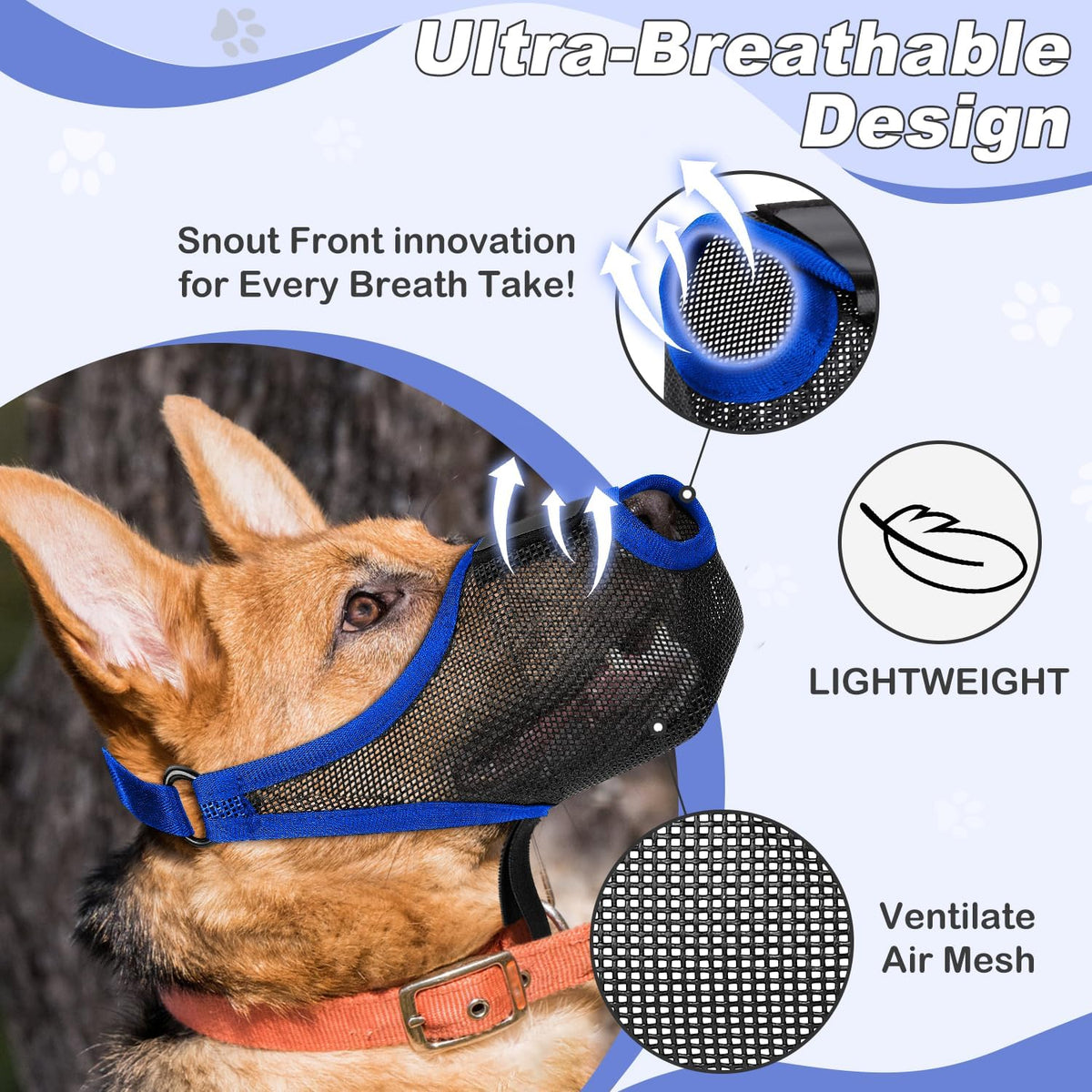 Dog Muzzle, Soft Air Mesh Muzzles for Medium Sized Dogs - Blue / S - image 2