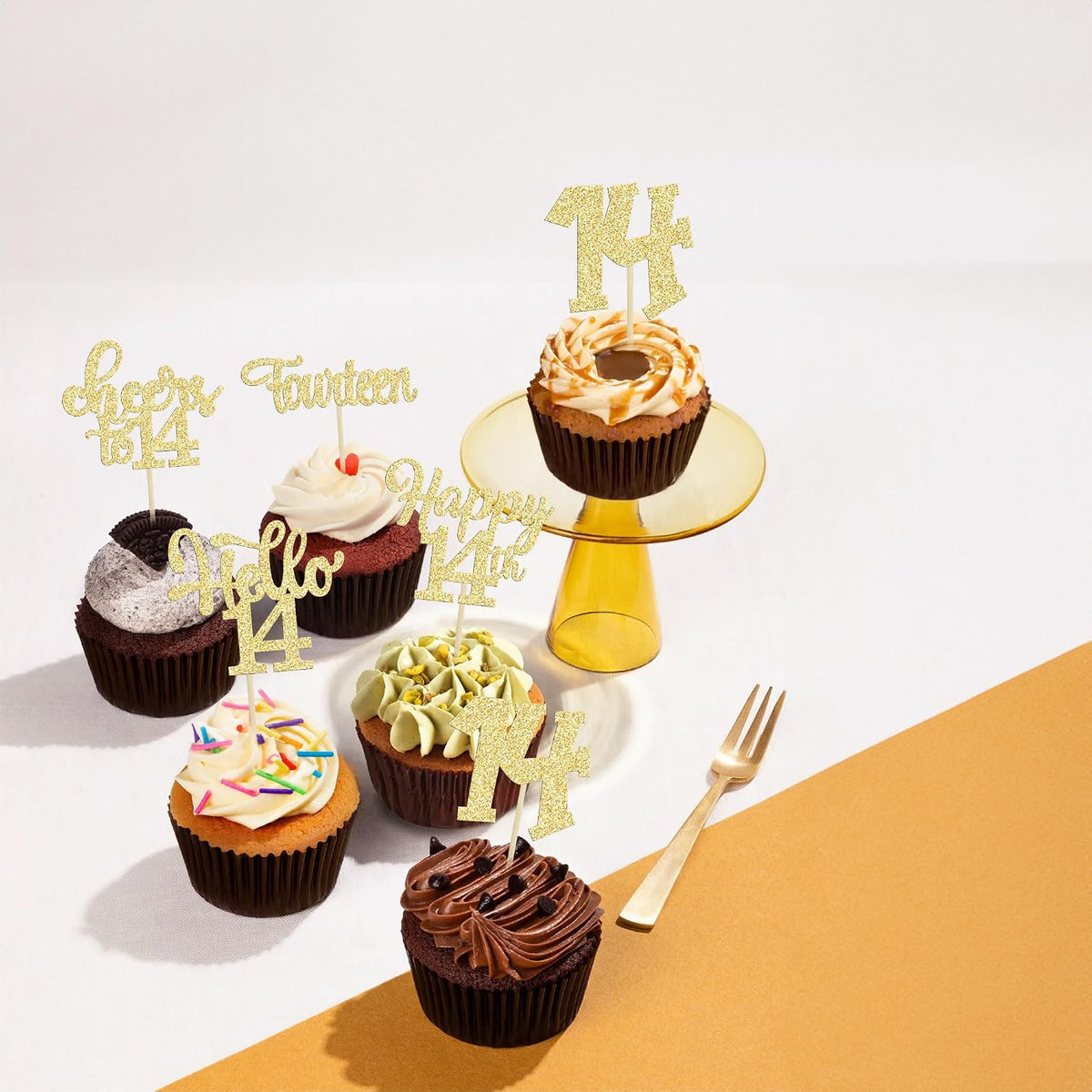 30pcs 16th Birthday Cupcake Toppers - 14th / Gold - image 4