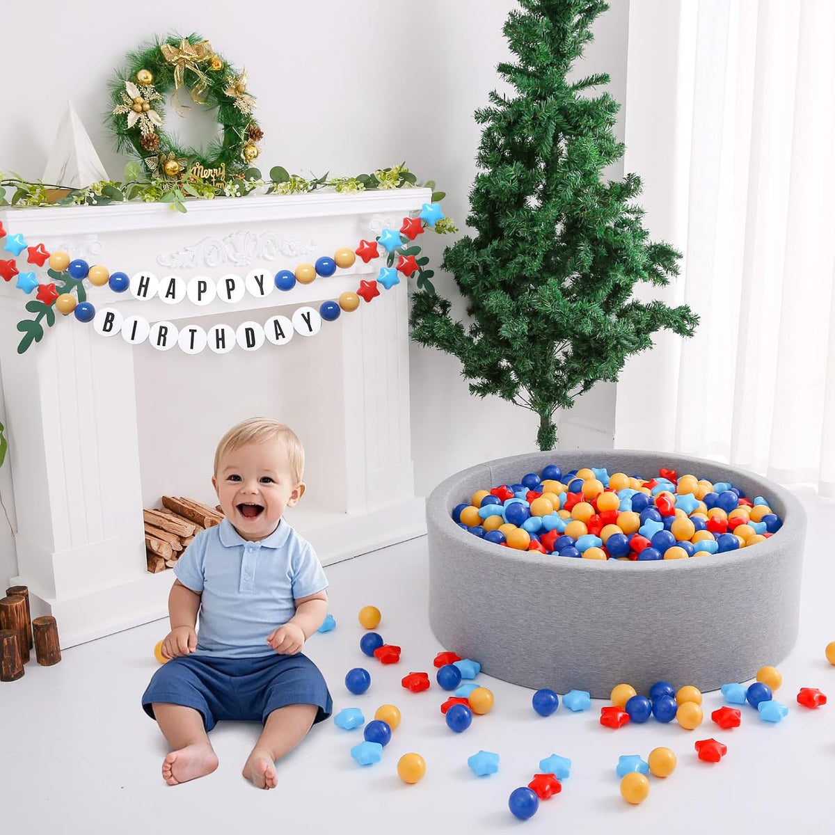 Star Ball Pit Balls for Toddlers, Ball Pool Play Tent - Classic Blue Red / 100 - image 4