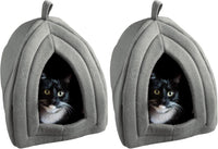 PETMAKER Cat House Indoor Bed with Removable Foam Cushion - Gray / (L) 13” x (W) 13” x (H) 15.75” (Pack of 2)