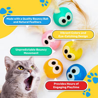 Bouncy Tails 3-Pack Cat Ball Toy with Natural Feathers - image 3