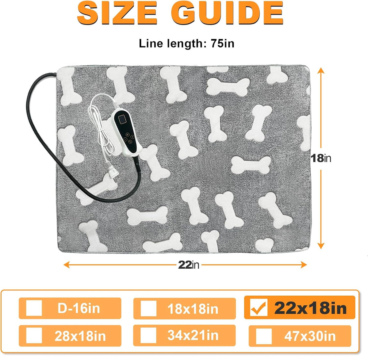 Large Dog Heating Pad 34×21in Obtained MET&UL Dual Certification-Gray – Essentials for Dogs - Gray / 22x18 in - image 2