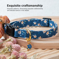 Cotton Dog Collar White and Pink Love Heart with Pendant Cute Dog - Blue Tulip / M - image 2