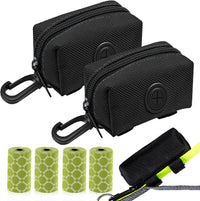 2 Pack Dog Poop Bag Holder for Leash + 80 Count Doggie Waste Bag - Black-Two