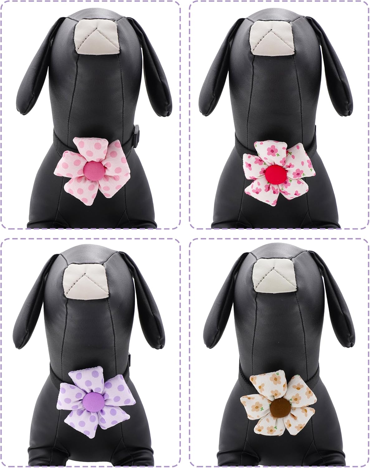 PET SHOW 4 Pack Small Dog Bows Sliding on Collar Attachment – Essentials for Dogs - AB 3.15" - image 4