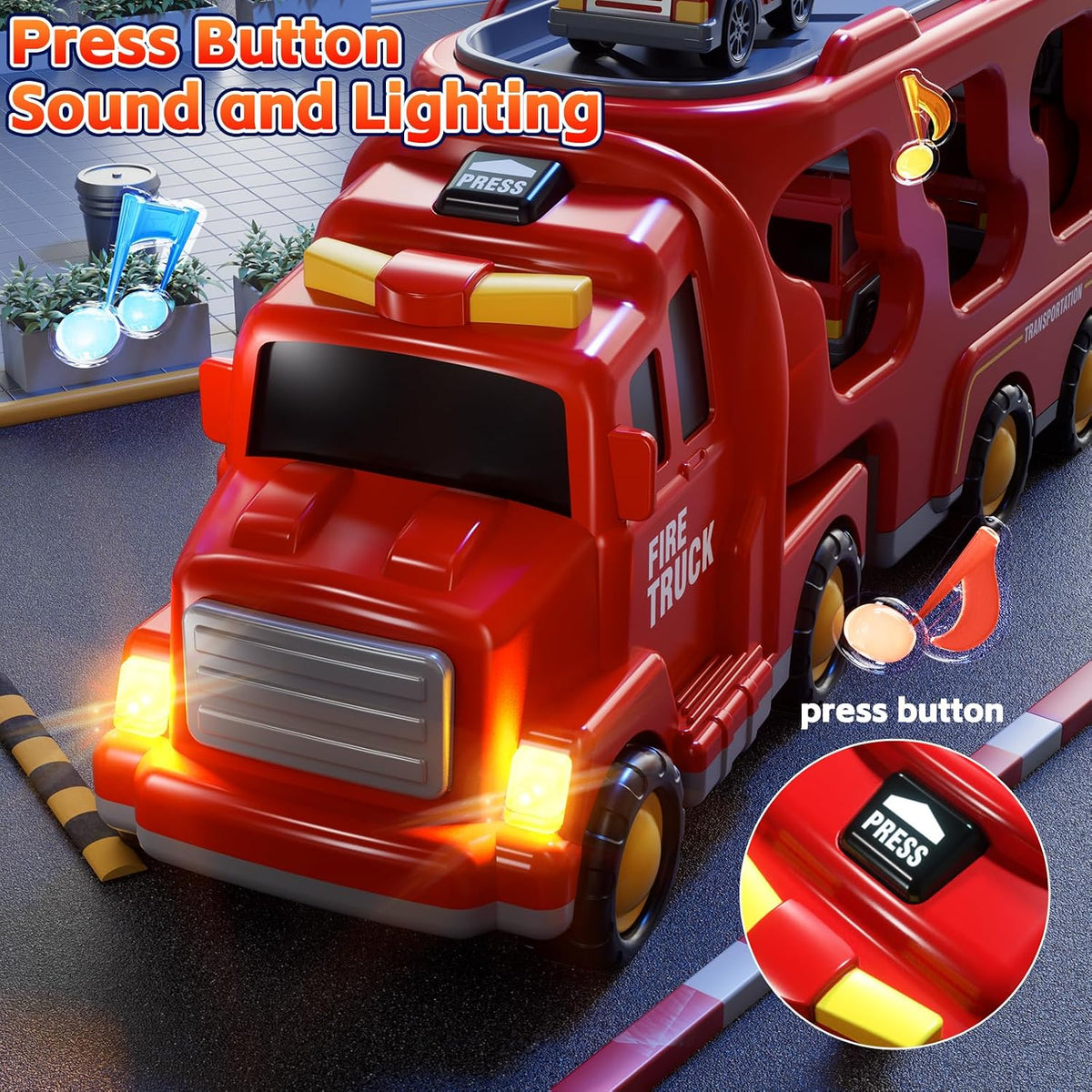 Fire Truck Toys for Kid 3-5 - Red / 5in1 - image 3