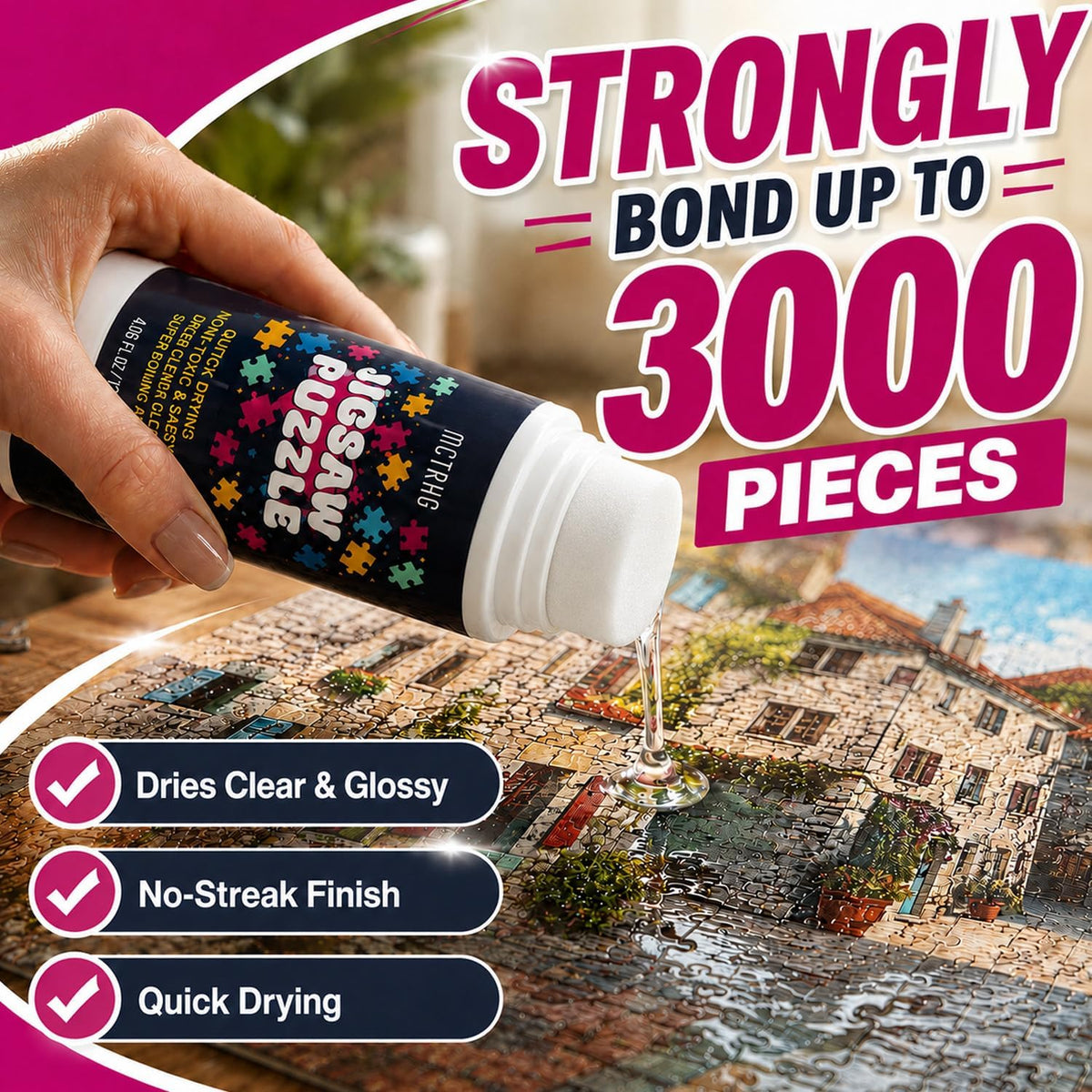 Clear Jigsaw Puzzle Glue with Applicators, Quick-Dry - 120ML - image 2
