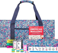 Jongyance American Mahjong Set with Blue Carrying Bag - Red and Blue