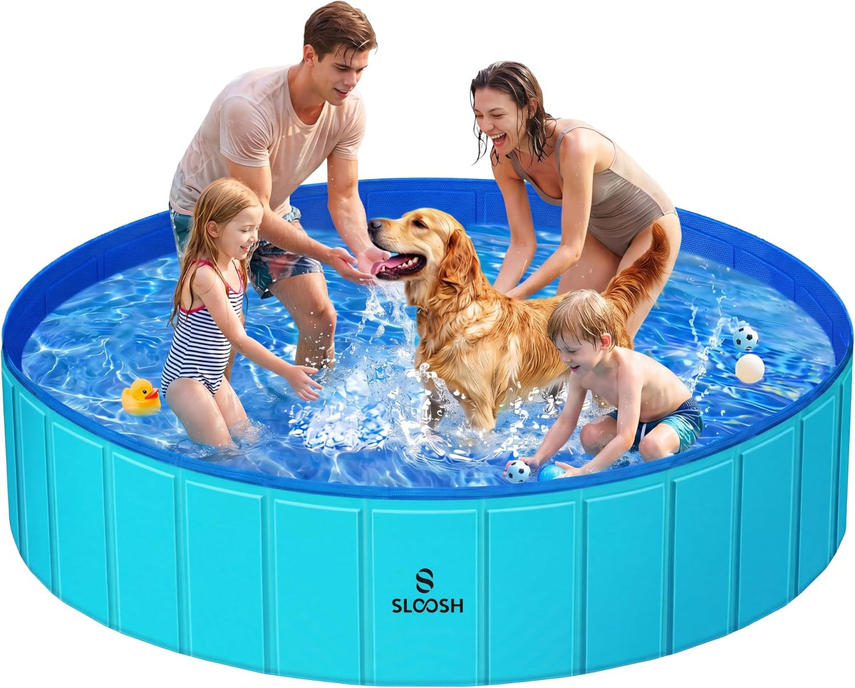 SLOOSH Foldable Dog Kiddie Pool - Blue / 71" x 12"
