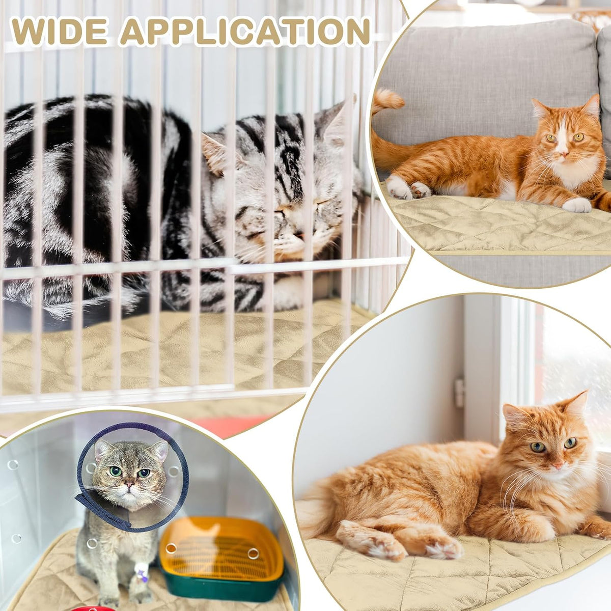2 Pack Self Warming Cat Bed Thermal Pet Mat - 16 x 20 inches / Beige - image 4
