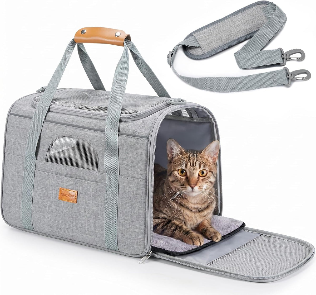 Morpilot Cat Carrier Soft for Large Medium Cats and Puppy up to – Essentials for Dogs - Light Gray / 16.5"L x 11.0"W x 11.0"H