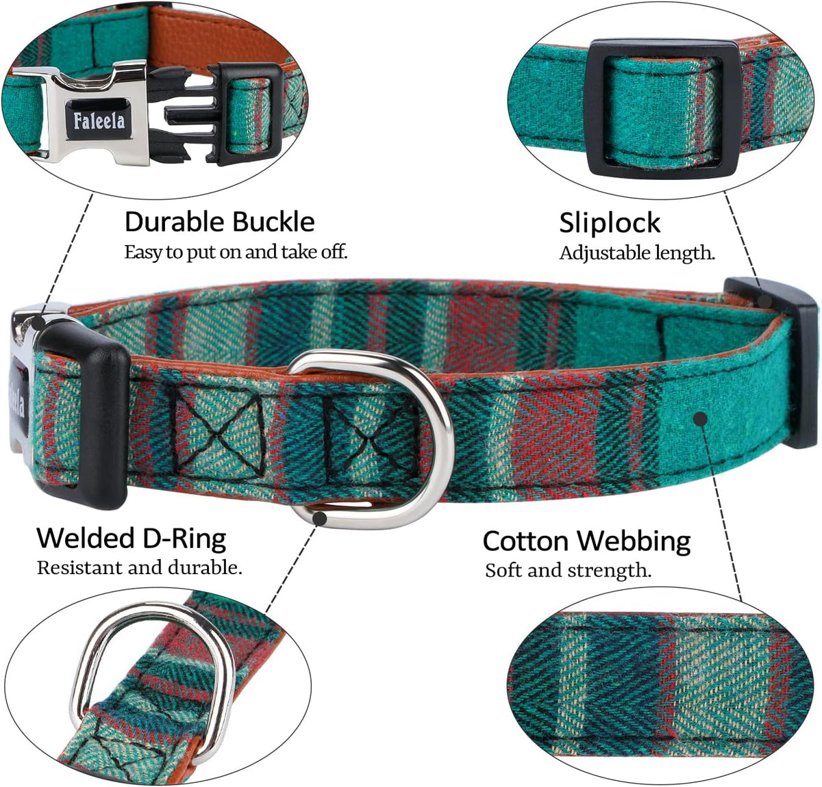 Faleela Soft &Comfy Bowtie Dog Collar - Small (Pack of 1) / Green And Red - image 2