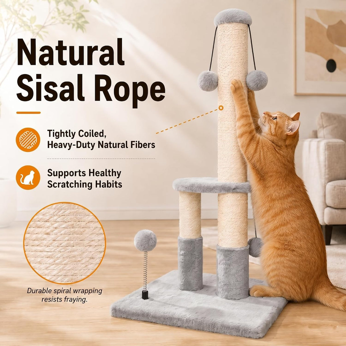 Dimaka Tall Cat Scratching Post - Grey - image 4