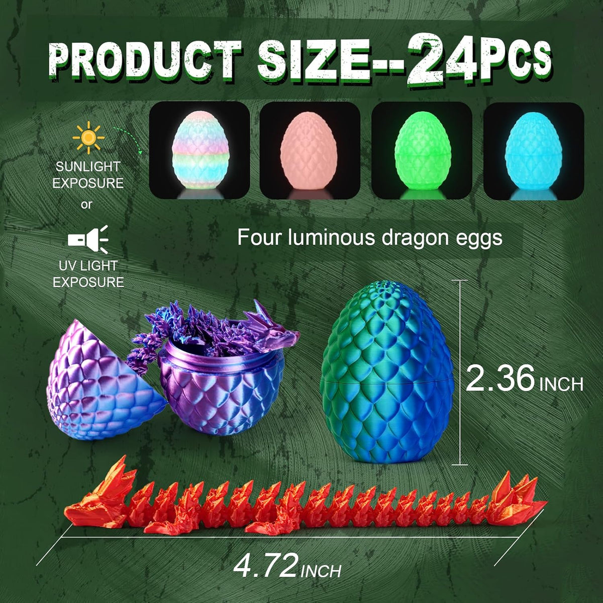 12PCS 3D Printed Dragon Eggs - 24PC(Color-A) - image 3