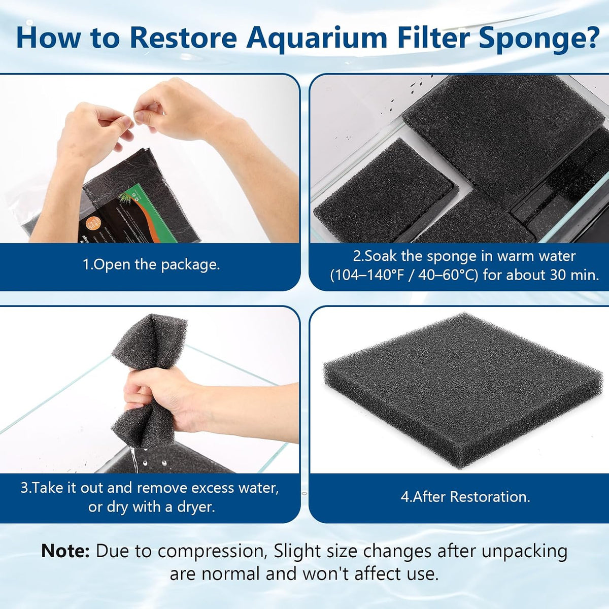 hygger Aquarium Sponge Filter Pad, Filter Media Foam Sponges - 7.9*7.9*1 inch/2pcs - image 2