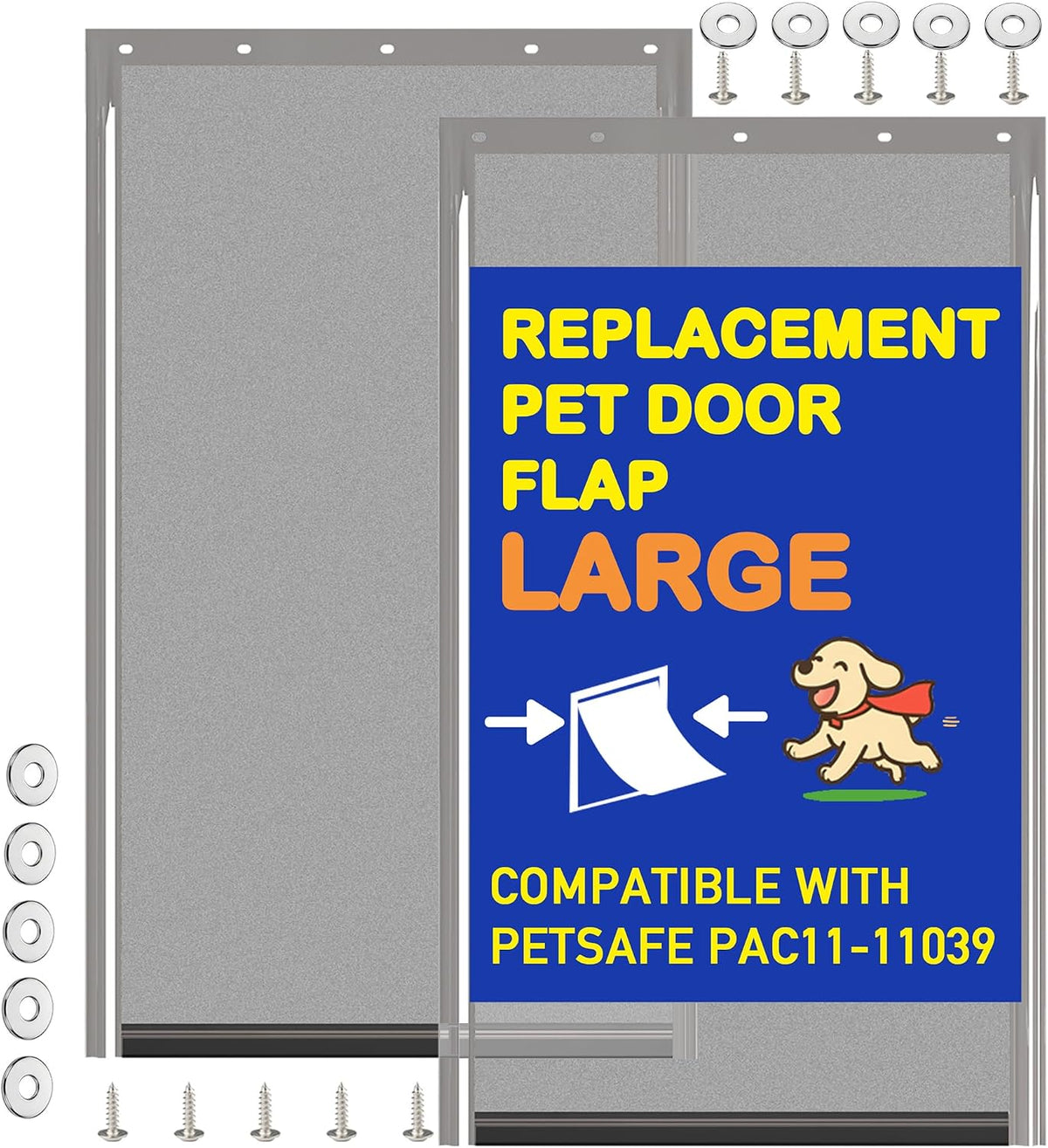2PC Replacement Flap PAC11-11039 with Screws & Washers for PetSafe - Without Bracket-smoky Translucent / Large PAC11-11039 / 2