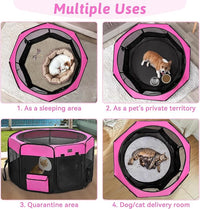 PETSFIT Portable Dog Playpen,36" Dog Play Pen Indoors with Removable Waterproof Mat & Zippered Roof | RV, Camping, Travel Dog Pen | Whelping & Cat Observation Space(36" L x 36" W x 21" H)