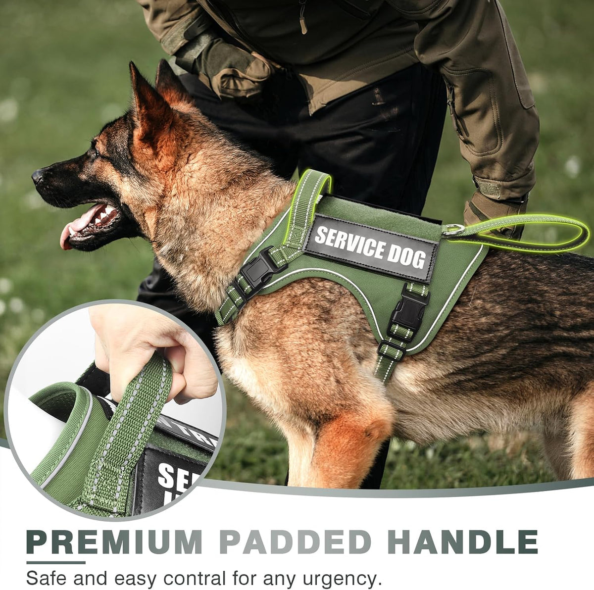 WINSEE Tactical Dog Harness - Medium / Green - image 3