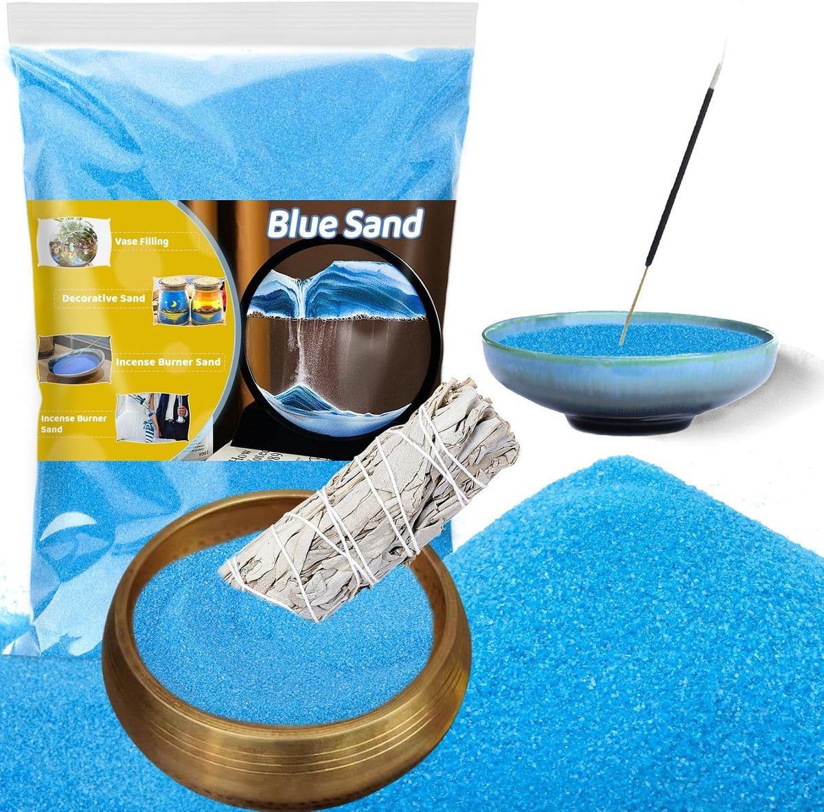 RAINFLOW 15oz Fine Yellow Sand for Crafts - Blue / 15 OZ