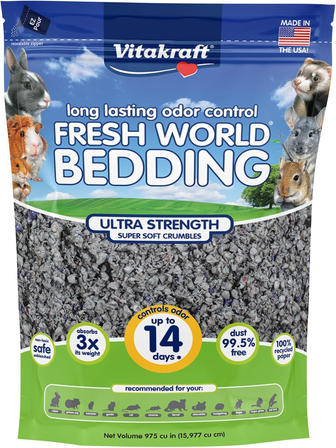 Vitakraft Fresh World Small Animal Bedding, Ultra Strength - 975 cu in (Pack of 1)