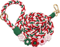5FT Braided Cotton Rope Leash for Small, Medium and Large Dogs - Strawberry