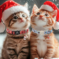 2 Pack Cute Cat Collars - Cartoon Bee Ladybug Breakaway Cat Collar with Bell & Matching Pendant - Blue&Red - image 2