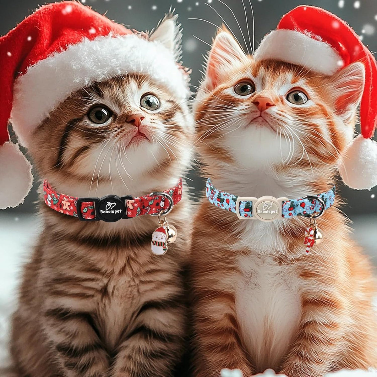 2 Pack Cute Cat Collars - Cartoon Bee Ladybug Breakaway Cat Collar with Bell & Matching Pendant - Blue&Red - image 2