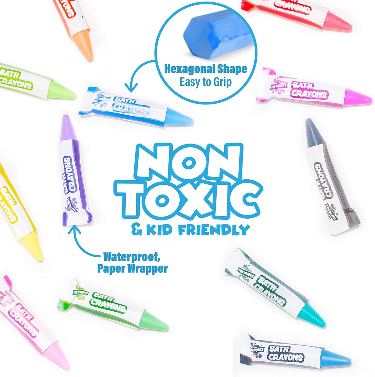 Tub Works Smooth Bath Crayons Bath Toy, Nontoxic - 12 Pack - image 3