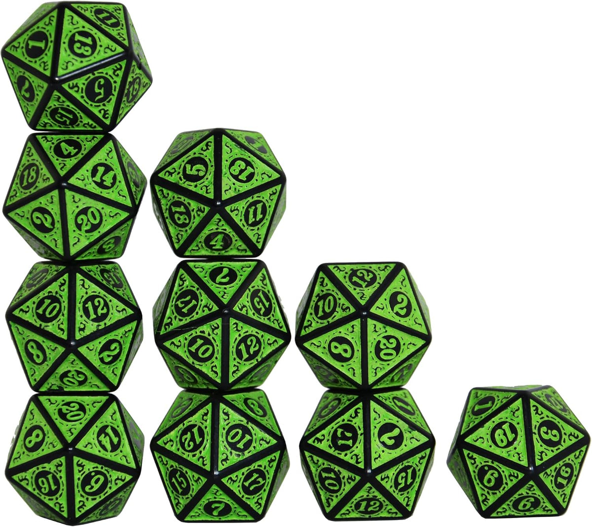 SmartDealsPro 10-Pack 20 Sided Dice D20 Polyhedral Dice for DND RPG - Retro Green - image 4