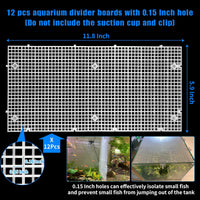 Adjustable Platic Grip Panel Aquarium Fish Tank Divider Filter Bottom - 12pcs 11.8X5.9 Inch with 0.15 Inch hole / White - image 2
