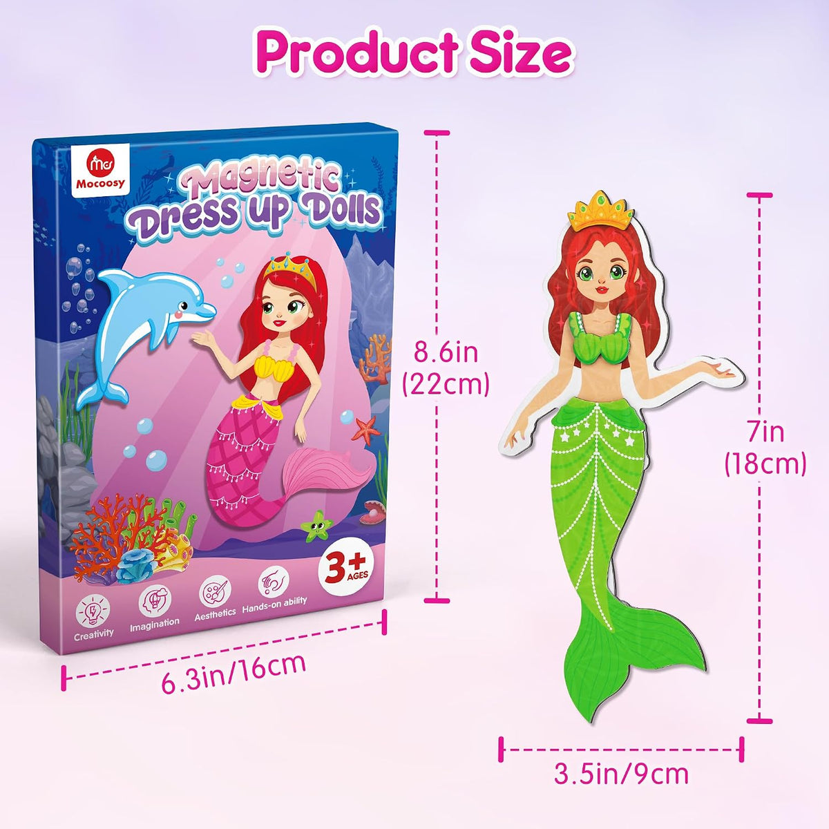 Mocoosy Magnetic Dress Up Dolls for Girls - Princess/Mermaid/Fairy/Ballerina - image 2
