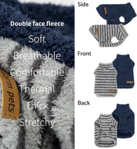 Fitwarm 2 Pack Striped Fleece Dog Sweater - X-Small / Blue-Grey - image 3