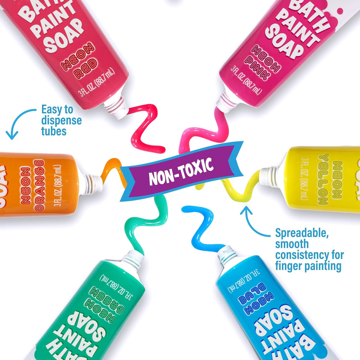 Tub Works Bath Paint Soap Bath Toy, Classic 6 Pack, Non-Toxic - Neon - image 3