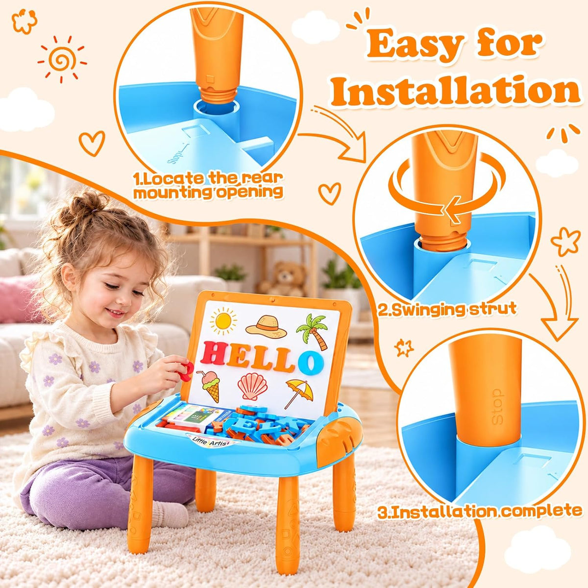 Cokzer Magnetic Drawing Board - Blue Orange - image 3