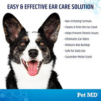 Pet MD Cat and Dog Ear Cleaner Wipes - Advanced Otic Veterinary Ear Cleaner Formula - Dog Ear Infection Treatment - 100 Count