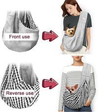 Pet Dog Sling Carrier for 3-10 lbs pet,Dog Purse Pouch,Dog Satchel,Reversible unadjustable Strap Travel Hand-Free Safe Bag Small Puppy Backpack (Grey)