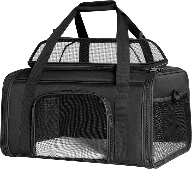 Cat Dog Backpack 12.6"×11.4"×16.5" Large Breathable Pet Bag Carrier – Essentials for Dogs - BLACK-Carrier / 19.2"L x 14.0"W x 14.5"H