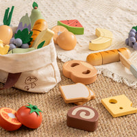 ROBOTIME wooden play food cutting fruit set with storage shopping bag - view 6