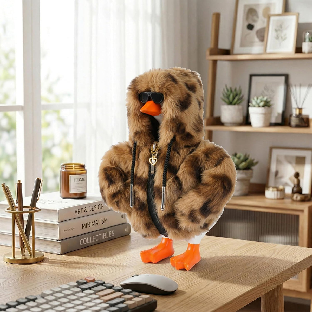 7inch Desk Goose Outfits, Mini Desktop Goose Clothes with Sunglasses & Necklaces, Brown Leopard - A Leopard / 7 Inch - image 4