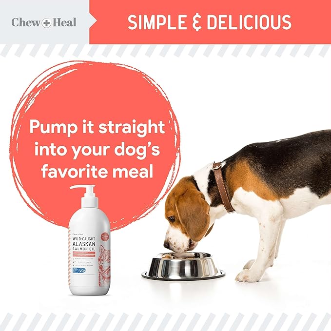 Pure Wild Alaskan Salmon Oil for Dogs - 8 oz. Pump Cap - Toxin Free Dog Fish Oil Rich in Omega-3 and 6, Vitamin D, EPA, and DHA for Healthy Skin and Coat - Pink, COHO, and Sockeye Salmon