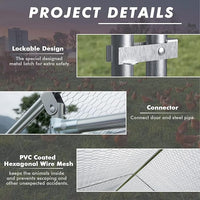 LEMBERI Small Metal Chicken Coop, Walk-in Chicken Run,Galvanized Wire Poultry Chicken Hen Pen Cage, Rabbits Duck Cages with Waterproof and Anti-Ultraviolet Cover for Outside,Backyard and Farm