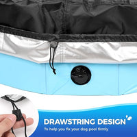 55 inch Foldable Dog Pet Bath Pool Cover, Portable Round Collapsible Pool Cover with Oxford Cloth Material and Drawstring Design for Dog Pet Pool, Waterproof and Dustproof (Black)