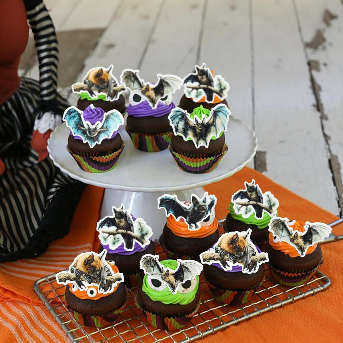 Gyufise Halloween baby shower cupcake toppers with Oh Baby ghost designs on picks - view 34