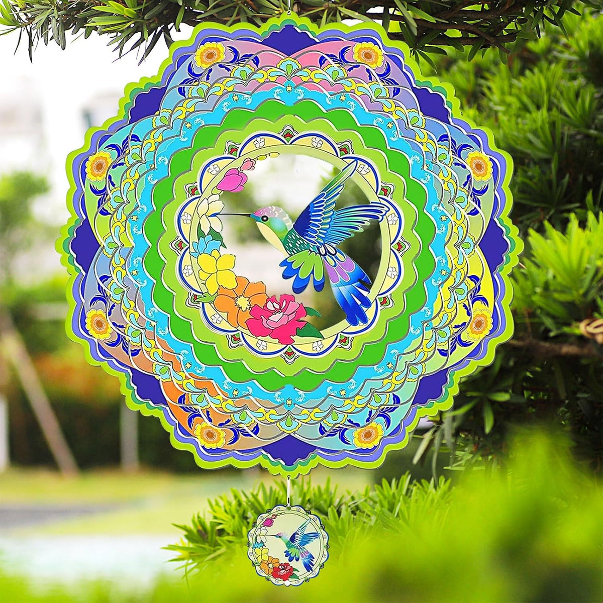 FANTAART Christmas wind spinner, 12 inch stainless steel snowman yard sculpture