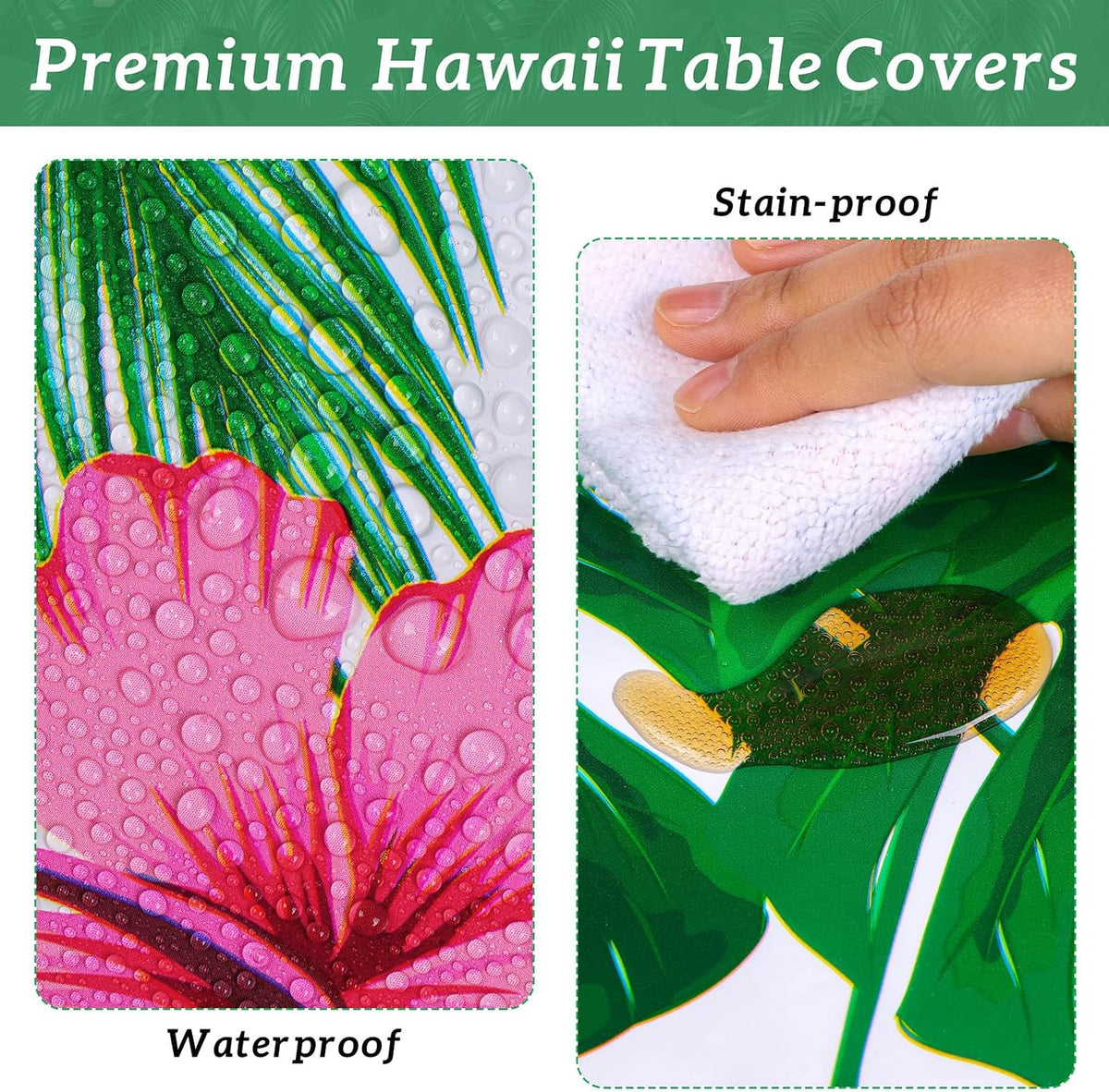 durony 2 Pieces Halloween Candy Corn Disposable Tablecloths 108 x 54 - 2 / Green Hawaiian - image 3