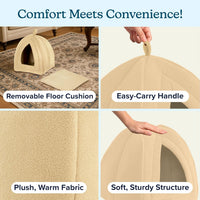 PETMAKER Cat House Indoor Bed with Removable Foam Cushion - Tan / (L) 13.5” x (W) 13.5” x (H) 15” - image 3