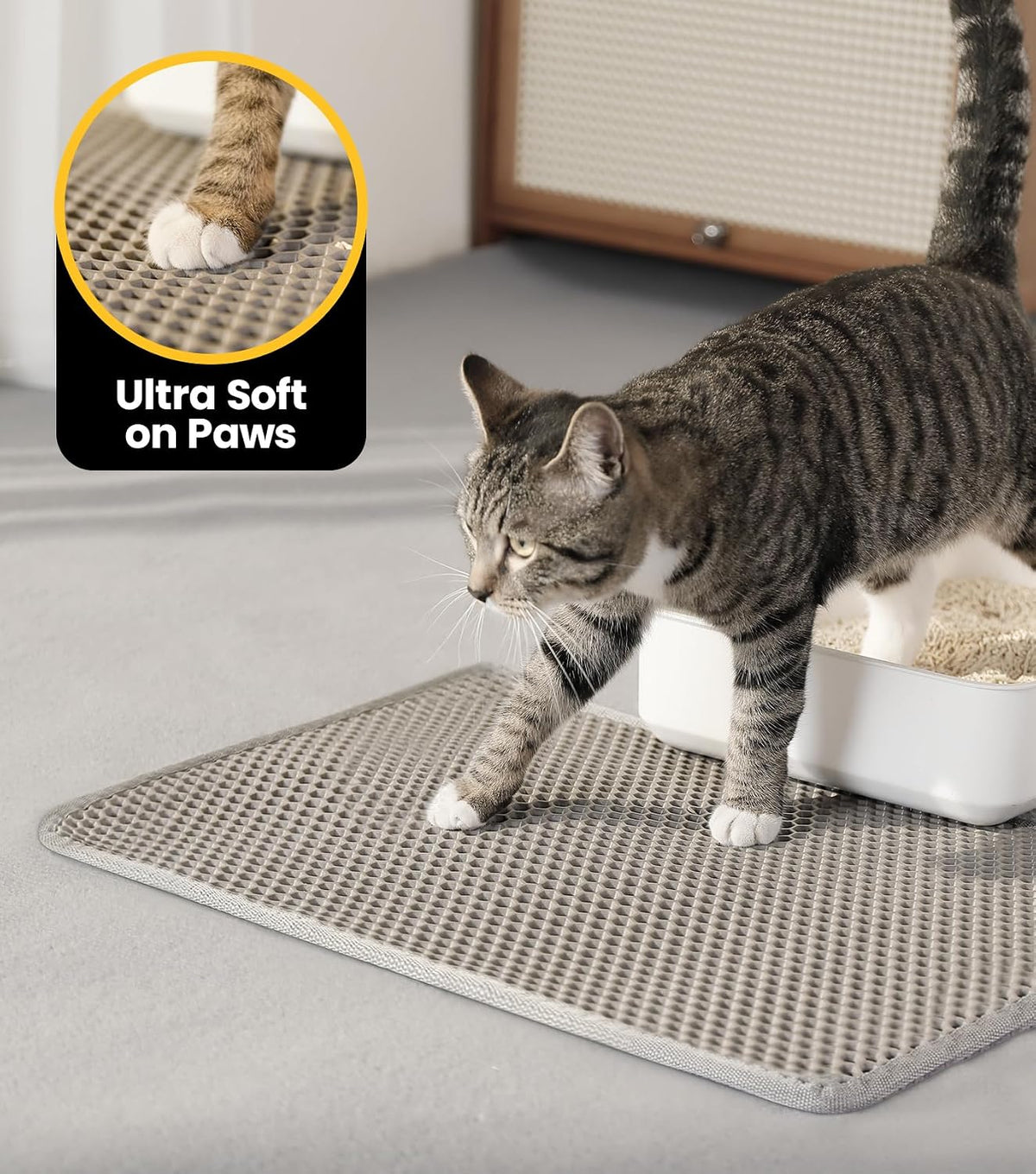 Conlun Cat Litter Trapping Mat for Small Spaces - Gray / Medium (23.6" x 14.6") - image 4