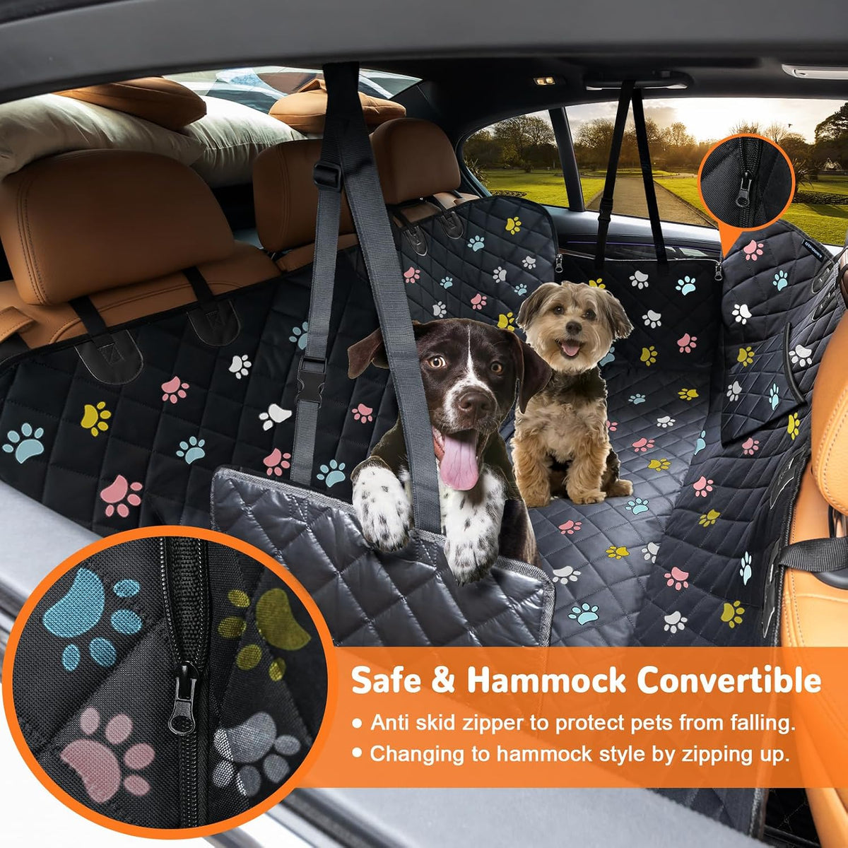 URPOWER Dog Car Seat Cover for Back Seat - Colorful / Standard - 54" Length - image 2